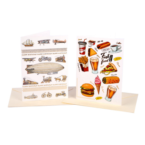 Biglietti auguri COMPLEANNO maschile oro 12pz Biglietti auguri COMPLEANNO maschile oro 12pz