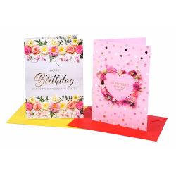 Biglietti auguri COMPLEANNO floreale oro 12pz