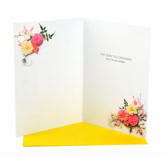 Biglietti auguri COMPLEANNO floreale oro 12pz