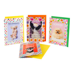 Biglietti auguri COMPLEANNO cuccioli funny oro 12pz