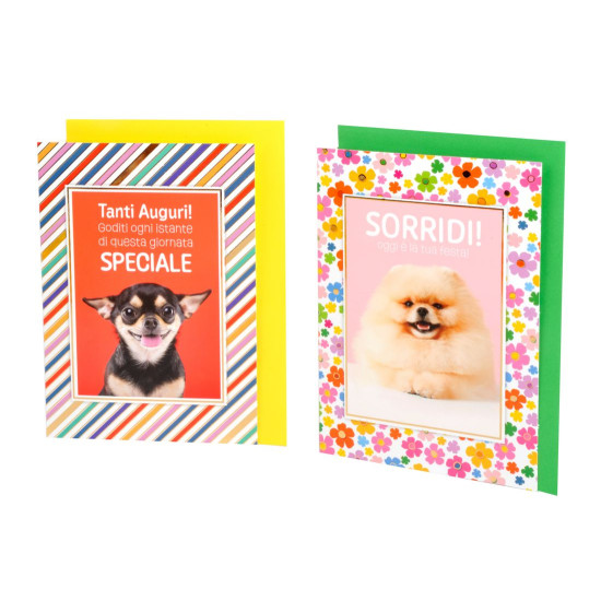 Biglietti auguri COMPLEANNO cuccioli funny oro 12pz Biglietti auguri COMPLEANNO cuccioli funny oro 12pz