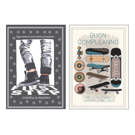 Biglietti auguri COMPLEANNO maschile foil olografico 12pz Biglietti auguri COMPLEANNO maschile foil olografico 12pz
