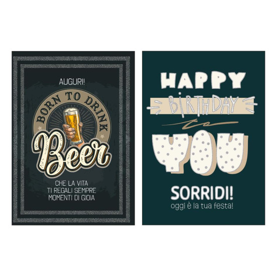 Biglietti auguri COMPLEANNO maschile foil olografico 12pz Biglietti auguri COMPLEANNO maschile foil olografico 12pz