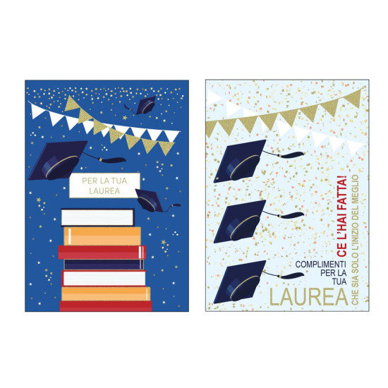 Biglietti auguri LAUREA foil oro 12pz