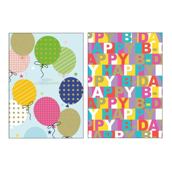 Biglietti auguri COMPLEANNO oro e rilievo 12pz Biglietti auguri COMPLEANNO oro e rilievo 12pz