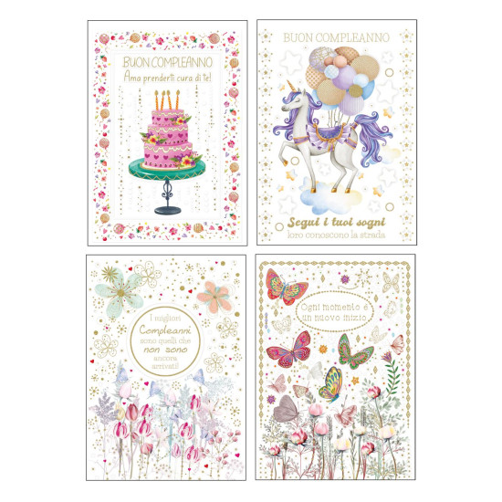 Biglietti BUON COMPLEANNO 12pz Biglietti BUON COMPLEANNO 12pz
