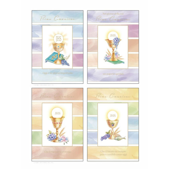 Biglietti COMUNIONE  con foil oro 12pz