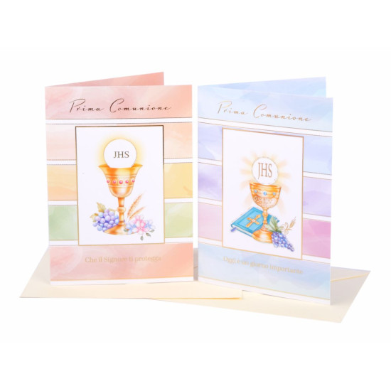 Biglietti COMUNIONE  con foil oro 12pz