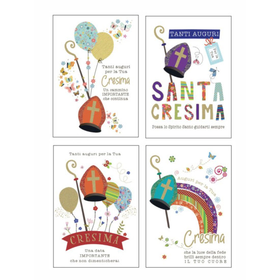 Biglietti CRESIMA color con foil oro 12pz