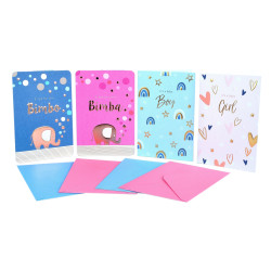 Biglietti auguri NASCITA bimbo e bimba 12pz