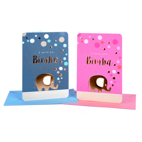 Biglietti auguri NASCITA bimbo e bimba 12pz