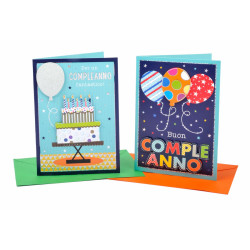 Biglietti auguri COMPLEANNO applicazioni 12pz Biglietti auguri COMPLEANNO applicazioni 12pz