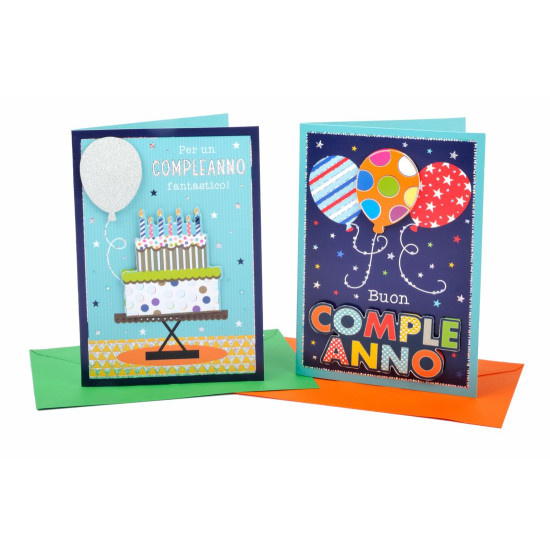 Biglietti auguri COMPLEANNO applicazioni 12pz Biglietti auguri COMPLEANNO applicazioni 12pz