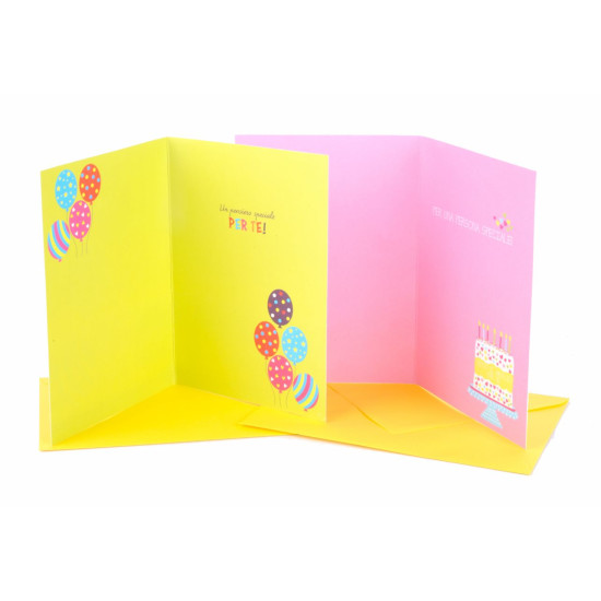 Biglietti auguri COMPLEANNO special con applicazioni e glitter 12pz Biglietti auguri COMPLEANNO special con applicazioni e glitter 12pz