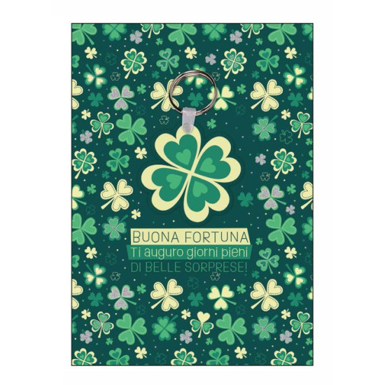 Biglietti buona fortuna con portachiavi 12pz