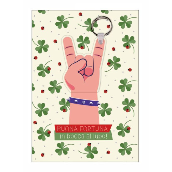 Biglietti buona fortuna con portachiavi 12pz