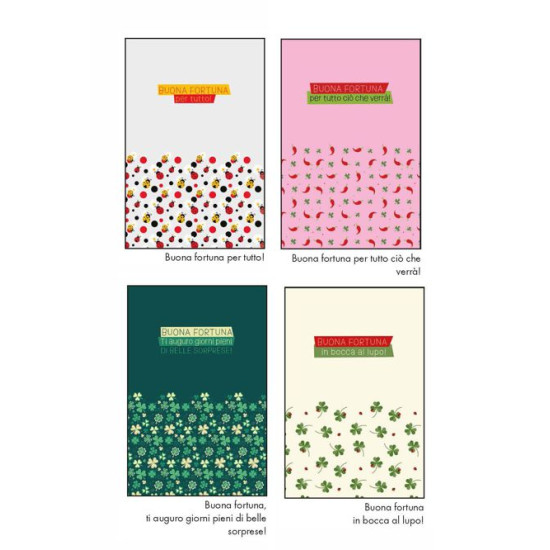 Biglietti buona fortuna con portachiavi 12pz