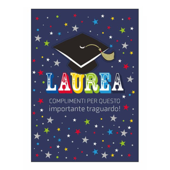 Biglietti auguri LAUREA e COMPLEANNO special applicazioni 3D e argento12pz Biglietti auguri LAUREA e COMPLEANNO special applicazioni 3D e argento12pz