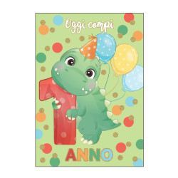 Biglietti auguri COMPLEANNO 1 anno DINO 6pz Biglietti auguri COMPLEANNO 1 anno DINO 6pz