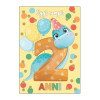 Biglietti  auguri COMPLEANNO 2 anni DINO 6pz