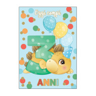 Biglietti  auguri COMPLEANNO 3 anni DINO 6pz