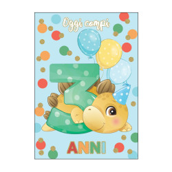 Biglietti auguri COMPLEANNO 3 anni DINO 6pz Biglietti auguri COMPLEANNO 3 anni DINO 6pz