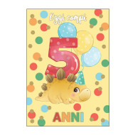 Biglietti  auguri COMPLEANNO 5 anni DINO 6pz