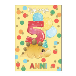 Biglietti auguri COMPLEANNO 5 anni DINO 6pz Biglietti auguri COMPLEANNO 5 anni DINO 6pz