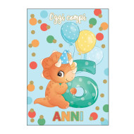 Biglietti  auguri COMPLEANNO 6 anni DINO 6pz