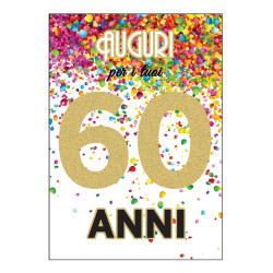 Biglietto COMPLEANNO 60 anni ORO 6pz Biglietto COMPLEANNO 60 anni ORO 6pz