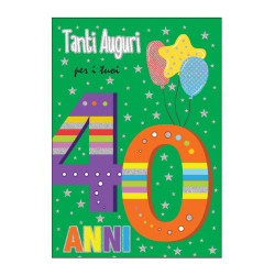Biglietto COMPLEANNO 40 anni olografico 6pz Biglietto COMPLEANNO 40 anni olografico 6pz