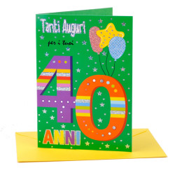Biglietto COMPLEANNO 40 anni olografico 6pz