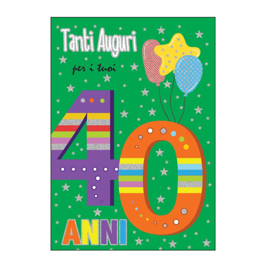 Biglietto COMPLEANNO 40 anni olografico 6pz
