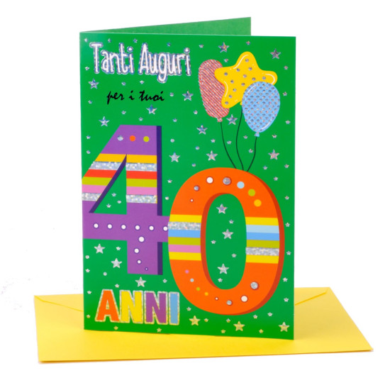 Biglietto COMPLEANNO 40 anni olografico 6pz