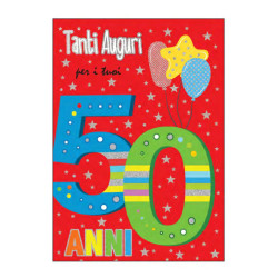 Biglietto COMPLEANNO 50 anni olografico 6pz Biglietto COMPLEANNO 50 anni olografico 6pz