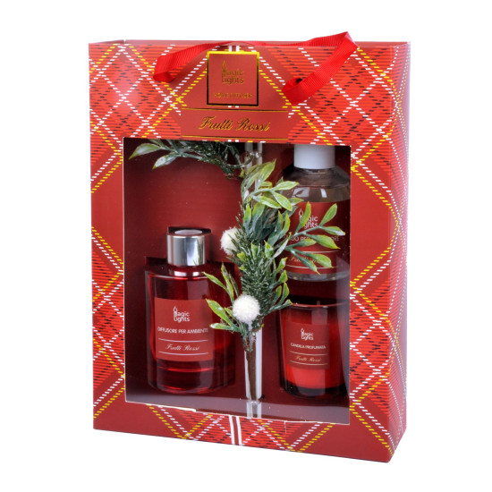 Set regalo profumato Frutti Rossi con diffusore e candela Set regalo profumato Frutti Rossi con diffusore e candela