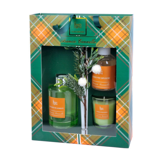 Set regalo profumato Arancio Cannella con diffusore e candela