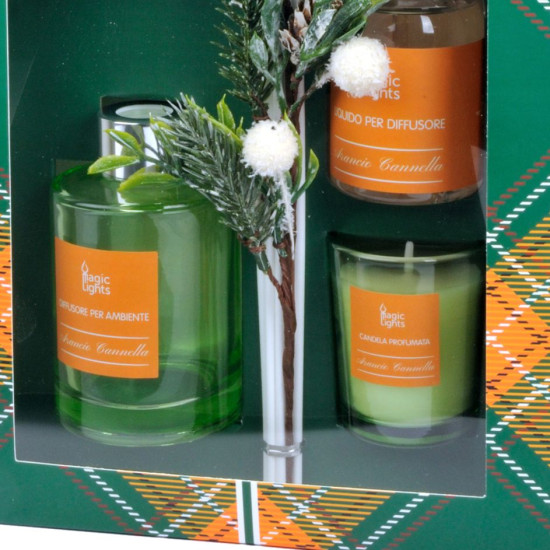 Set regalo profumato Arancio Cannella con diffusore e candela
