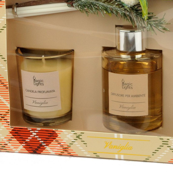 Set regalo profumato Vaniglia con candela, diffusore e spray