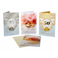 Biglietti auguri ANNIVERSARIO neutro, 25 e 50 12pz