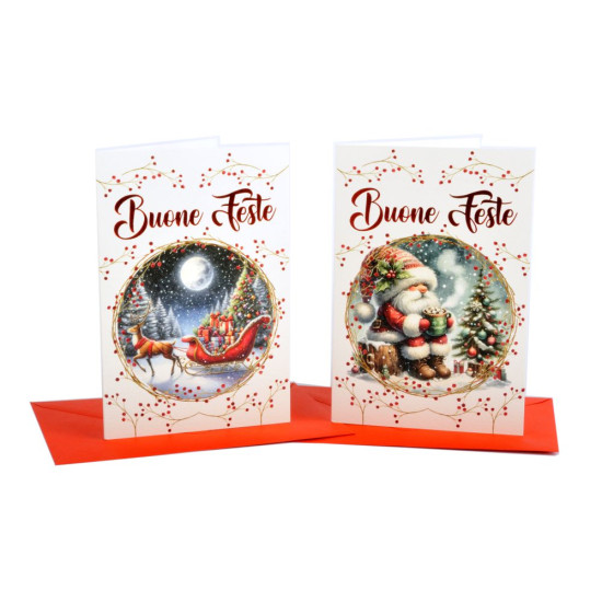 Biglietti augurali NATALE metallizzati 12pz