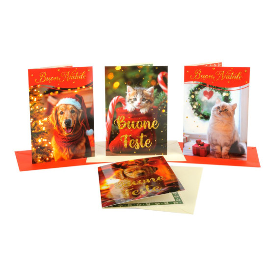 Biglietti augurali NATALE cucciolotti 12pz Biglietti augurali NATALE cucciolotti 12pz