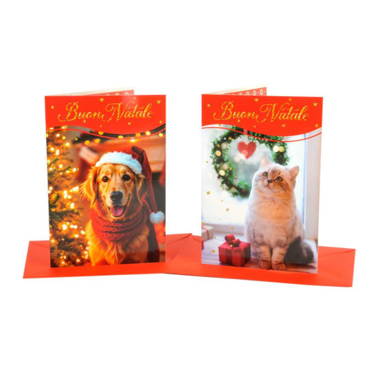 Biglietti augurali NATALE cucciolotti 12pz Biglietti augurali NATALE cucciolotti 12pz