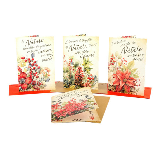 Biglietti augurali NATALE glitter 12pz Biglietti augurali NATALE glitter 12pz