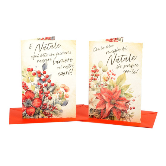 Biglietti augurali NATALE glitter 12pz Biglietti augurali NATALE glitter 12pz
