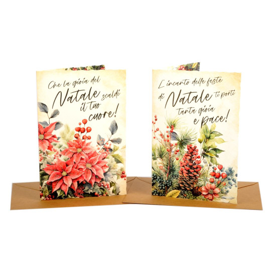 Biglietti augurali NATALE glitter 12pz Biglietti augurali NATALE glitter 12pz