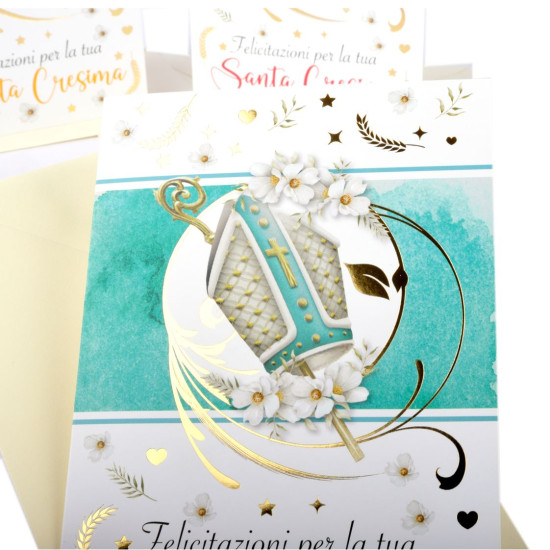 Biglietti augurali CRESIMA oro 12pz
