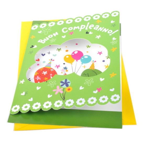 Biglietti auguri COMPLEANNO finestrella 12pz
