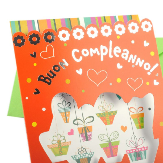 Biglietti auguri COMPLEANNO finestrella 12pz