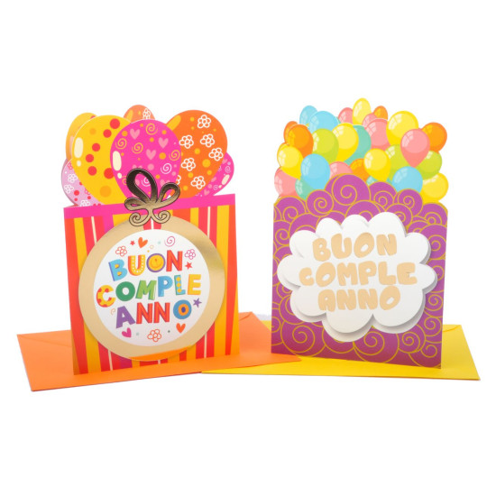 Biglietti auguri COMPLEANNO palloncini 12pz